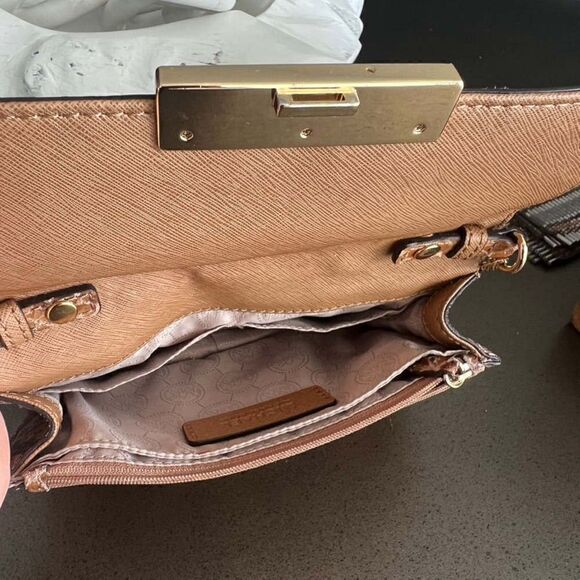 MICHAEL KORS Snake Leather Print Brown Gold Color Crossbody Bag Mini - Picture 5 of 9